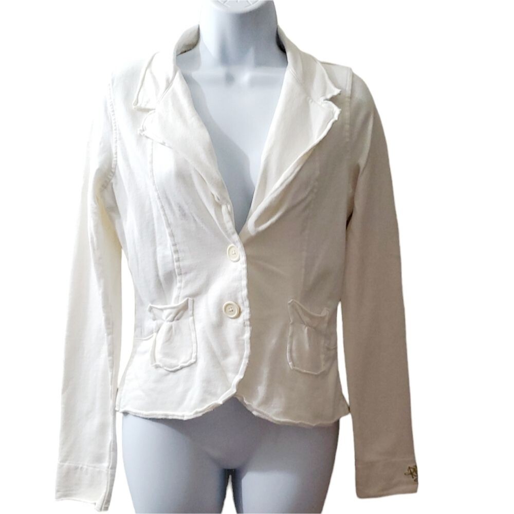 Vintage Roxy Womens white two button Casual Blazer Jacket